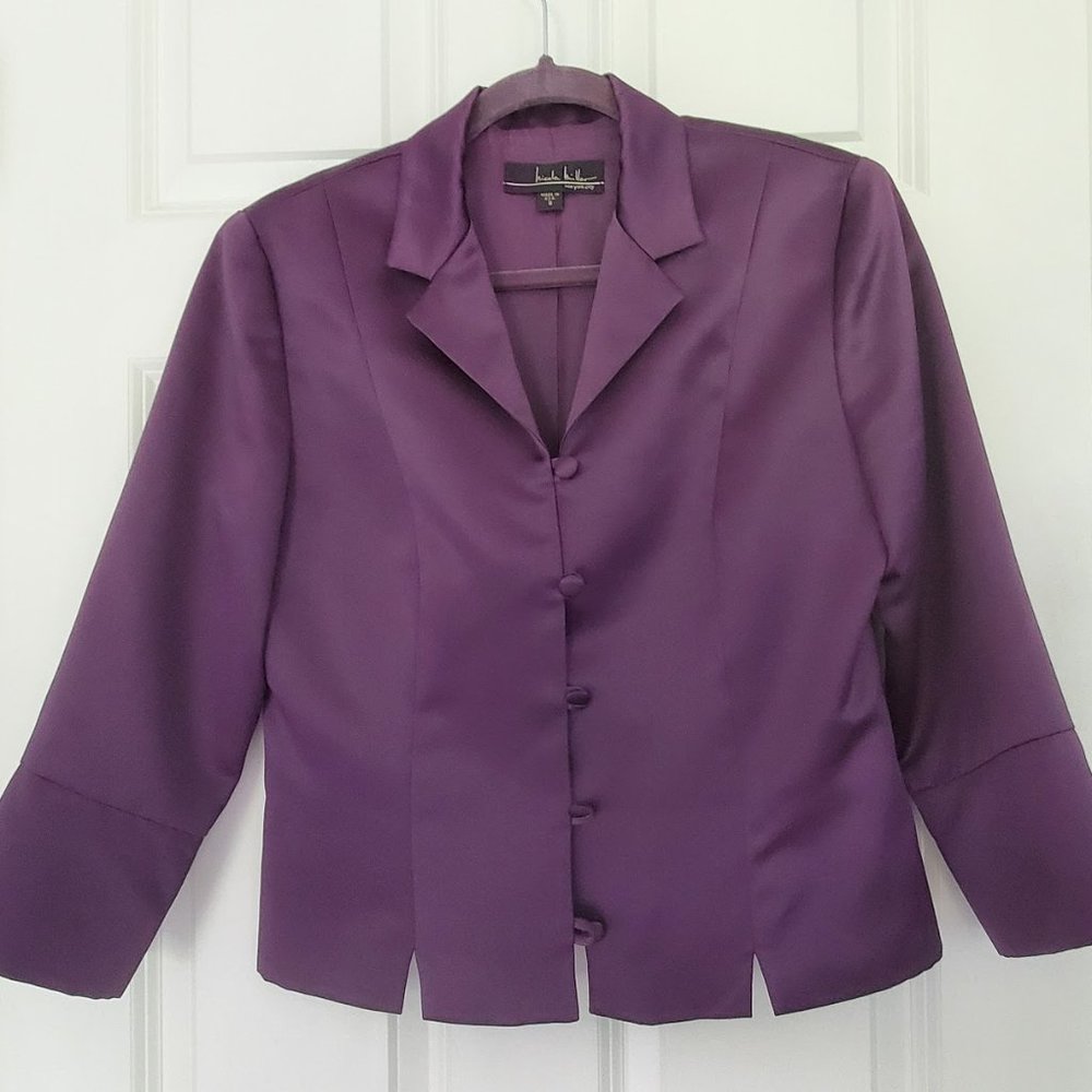 Nicole Miller Casual Satin Jackets Purple